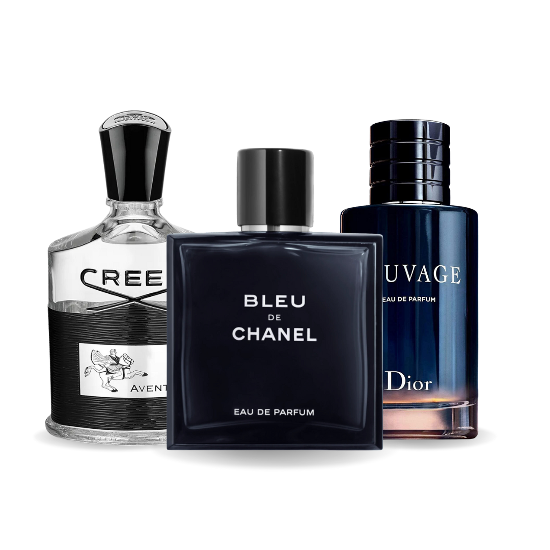 Set di 3 profumi Creed AVENTUS, BLEU DE CHANEL, Dior SAUVAGE 100ml